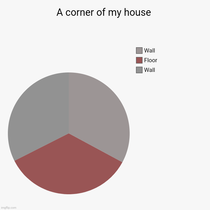 Lol? | A corner of my house | Wall, Floor, Wall | image tagged in charts,pie charts | made w/ Imgflip chart maker
