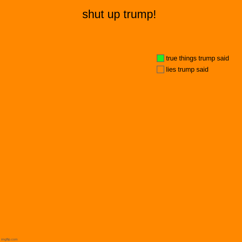shut up trump! | shut up trump! | lies trump said, true things trump said | image tagged in charts,pie charts | made w/ Imgflip chart maker
