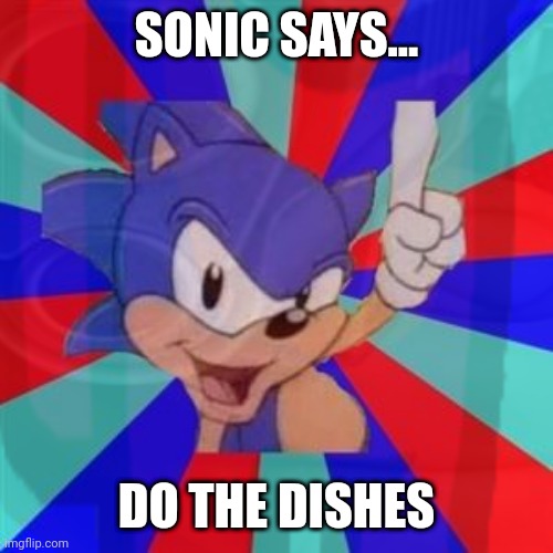 SONIC SEZ... DO THE DISHES | SONIC SAYS... DO THE DISHES | image tagged in sonic sez | made w/ Imgflip meme maker