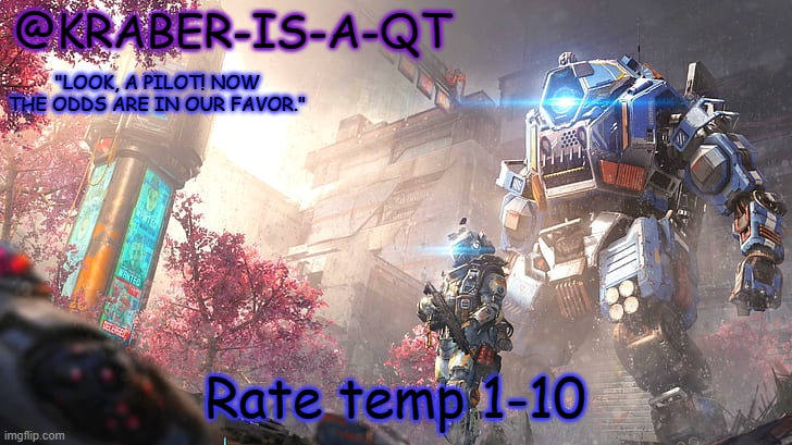 Rate temp 1-10 | image tagged in kraber-is-a-qt | made w/ Imgflip meme maker