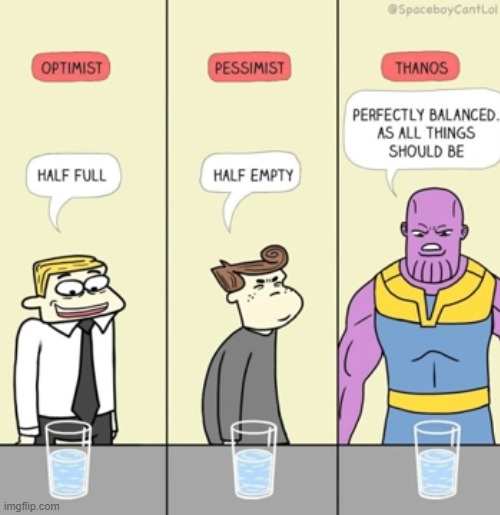 image tagged in comics,thanos perfectly balanced as all things should be,thanos perfectly balanced | made w/ Imgflip meme maker