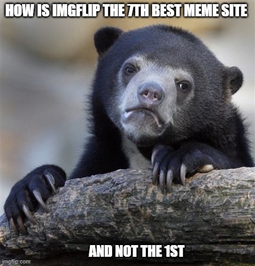 IMGFLIP should be the first | HOW IS IMGFLIP THE 7TH BEST MEME SITE; AND NOT THE 1ST | image tagged in memes,confession bear | made w/ Imgflip meme maker