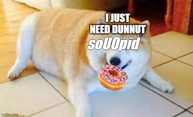 Thicc Doggo | I JUST NEED DUNNUT; soUOpid | image tagged in thicc doggo | made w/ Imgflip meme maker