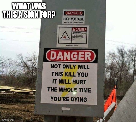 ??? | WHAT WAS THIS A SIGN FOR? | image tagged in not only will this kill you it will hurt | made w/ Imgflip meme maker