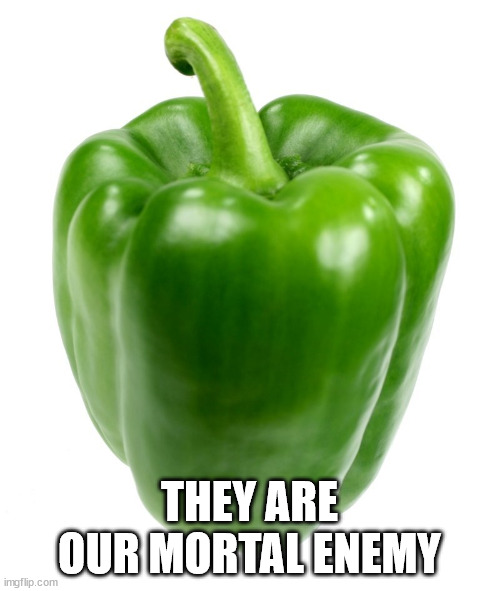 Green Pepper | THEY ARE OUR MORTAL ENEMY | image tagged in green pepper | made w/ Imgflip meme maker