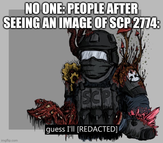 Slow burn sloth | NO ONE: PEOPLE AFTER SEEING AN IMAGE OF SCP 2774: | image tagged in guess i'll redacted | made w/ Imgflip meme maker