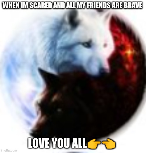 WHEN IM SCARED AND ALL MY FRIENDS ARE BRAVE; LOVE YOU ALL👉👈 | made w/ Imgflip meme maker