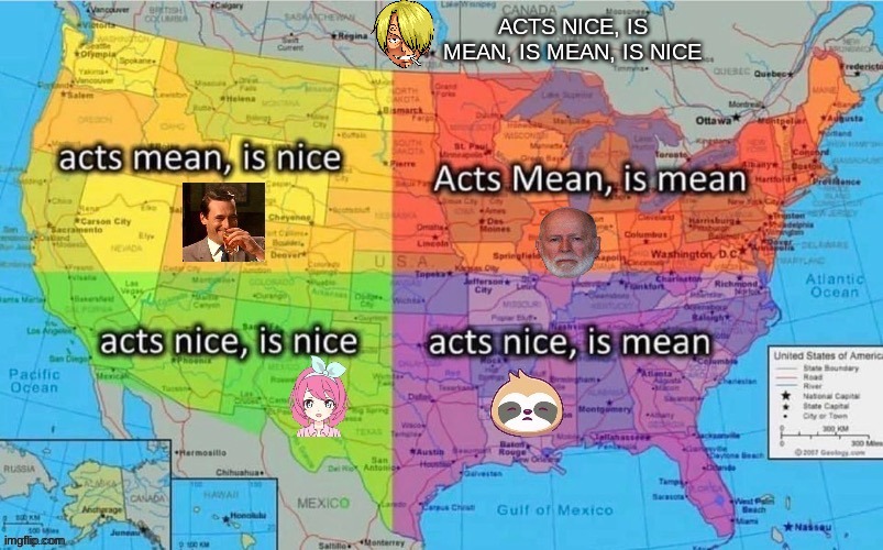 ACTS NICE, IS MEAN, IS MEAN, IS NICE | made w/ Imgflip meme maker