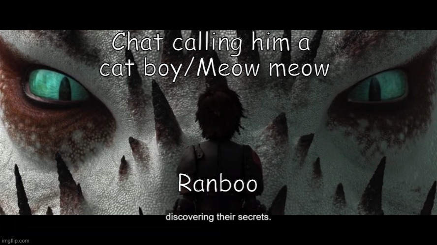 Cat Boy 2: Electric Boogaloo | Chat calling him a 
cat boy/Meow meow; Ranboo | image tagged in how to train your dragon 2,ranboo,cat boy,meow meow,mcyt,minecraft | made w/ Imgflip meme maker