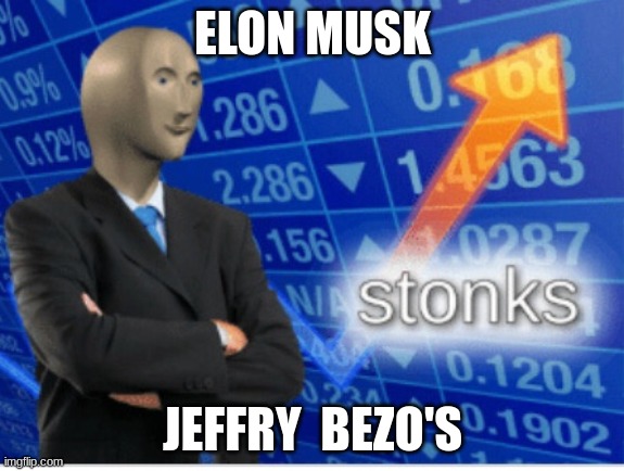 Stoinks | ELON MUSK; JEFFRY  BEZO'S | image tagged in stoinks | made w/ Imgflip meme maker