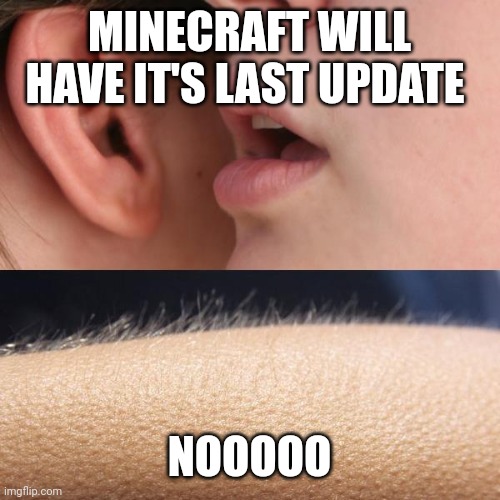 Whisper and Goosebumps | MINECRAFT WILL HAVE IT'S LAST UPDATE; NOOOOO | image tagged in whisper and goosebumps | made w/ Imgflip meme maker