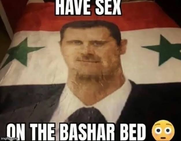 تقول أنه إذا مارست الجنس على سرير بشار ، فستتمتع بحياة حلال جيدة وصحية | made w/ Imgflip meme maker