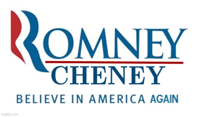 Romney/Cheney 2024 | image tagged in mitt romney,liz cheney,election 2024,believe in america again | made w/ Imgflip meme maker