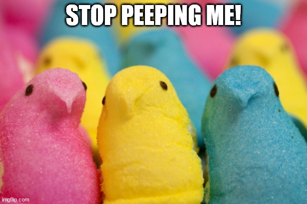 Stop Peeping Me! | STOP PEEPING ME! | image tagged in peeps | made w/ Imgflip meme maker