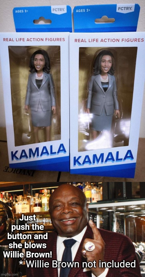 Hobama Doll blows Willie Brown | Just push the button and she blows Willie Brown! * Willie Brown not included | image tagged in willie brown | made w/ Imgflip meme maker