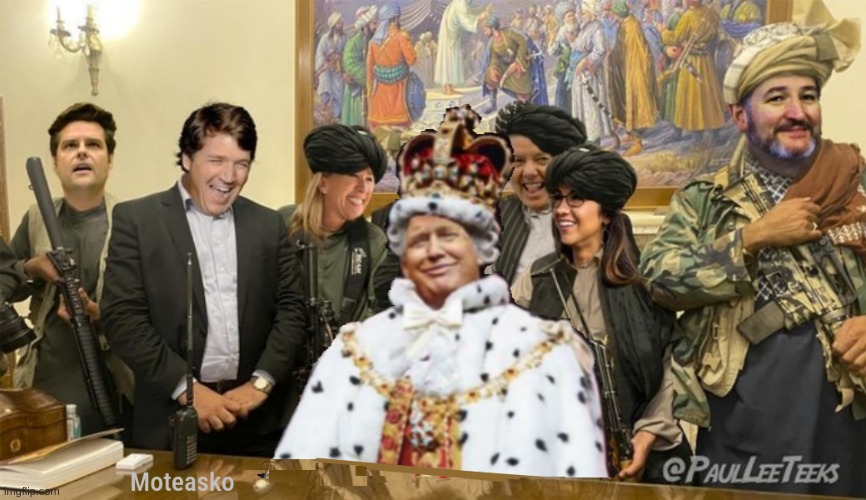 King of Merican Taliban | image tagged in king trump,american taliban,traitors,criminals | made w/ Imgflip meme maker