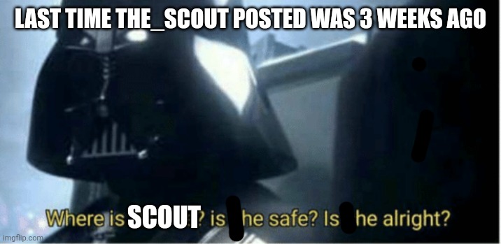Where is padme | LAST TIME THE_SCOUT POSTED WAS 3 WEEKS AGO; SCOUT | image tagged in where is padme | made w/ Imgflip meme maker