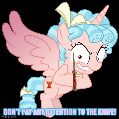 Cozy Glow visits the stream | DON'T PAY ANY ATTENTION TO THE KNIFE! | image tagged in cozy glow,mlp,wait,why do have knife | made w/ Imgflip meme maker
