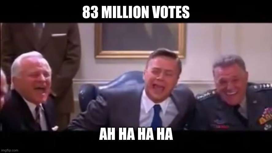 These Sheeple Will Do Anything We Tell Them | 83 MILLION VOTES; AH HA HA HA | image tagged in bajillion laughs | made w/ Imgflip meme maker