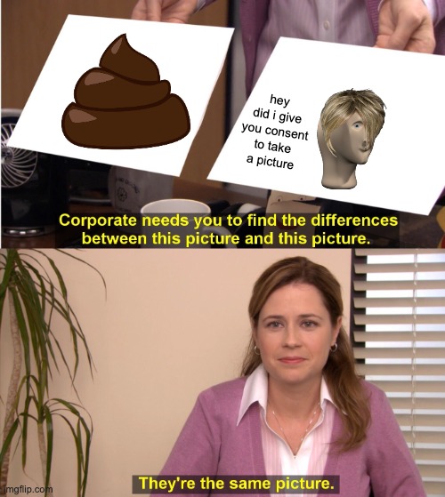 They're The Same Picture Meme | hey did i give you consent to take a picture | image tagged in memes,they're the same picture | made w/ Imgflip meme maker
