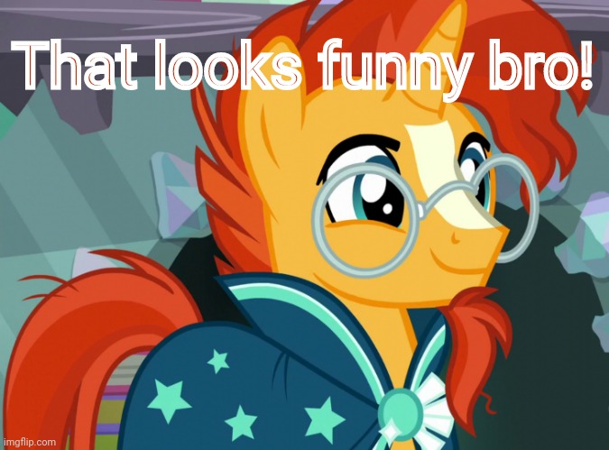 Happy Sunburst (MLP) | That looks funny bro! | image tagged in happy sunburst mlp | made w/ Imgflip meme maker