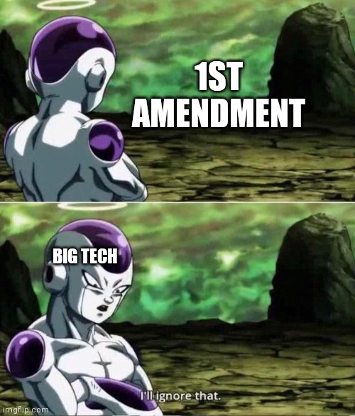 You say ANYTHING against the left side you get banned. | 1ST AMENDMENT; BIG TECH | image tagged in i'll ignore that | made w/ Imgflip meme maker