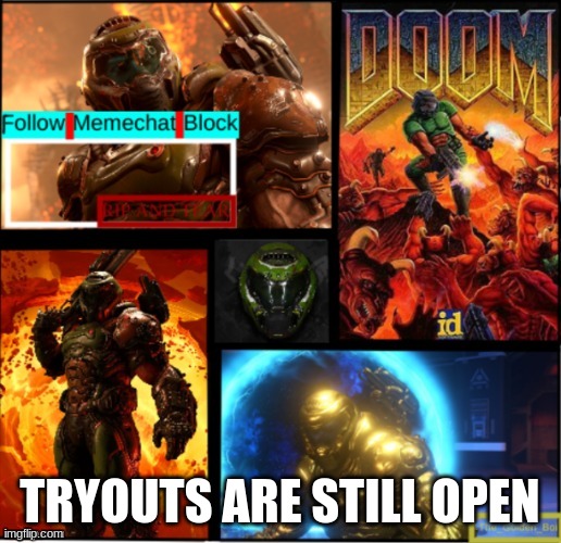 Slayer temp | TRYOUTS ARE STILL OPEN | image tagged in slayer temp | made w/ Imgflip meme maker