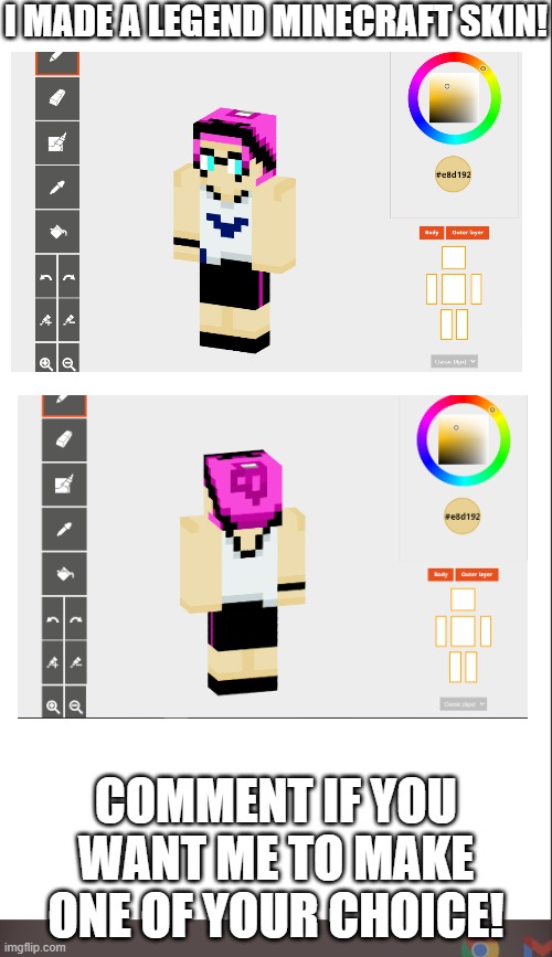Yeet | I MADE A LEGEND MINECRAFT SKIN! COMMENT IF YOU WANT ME TO MAKE ONE OF YOUR CHOICE! | image tagged in medium blank white template | made w/ Imgflip meme maker