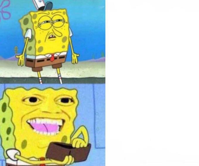 High Quality Spongebob mad and wallet Blank Meme Template