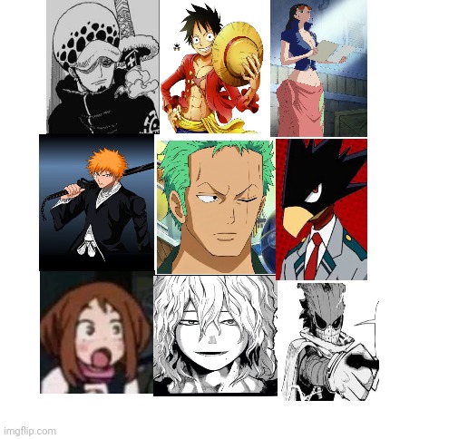 3x3 of my favorite anime characters | image tagged in blank white template | made w/ Imgflip meme maker