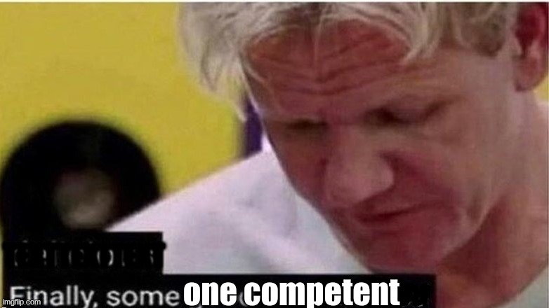New Temp | TEXTTEXTTEXT; one competent | image tagged in gordon ramsay finally some good censored ed | made w/ Imgflip meme maker