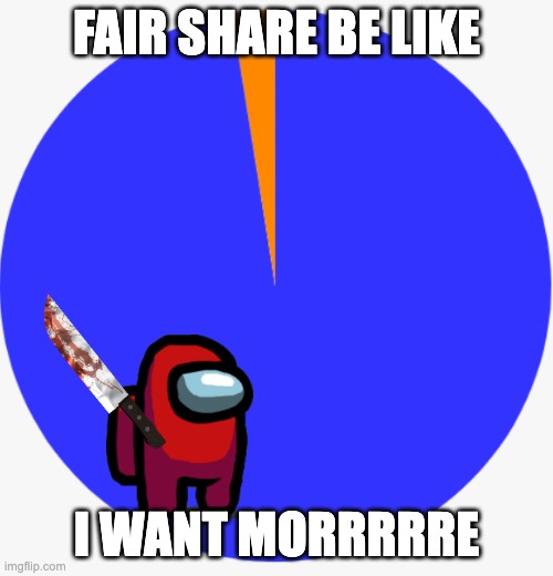 FAIR SHARE BE LIKE; I WANT MORRRRRE | image tagged in lol so funny | made w/ Imgflip meme maker