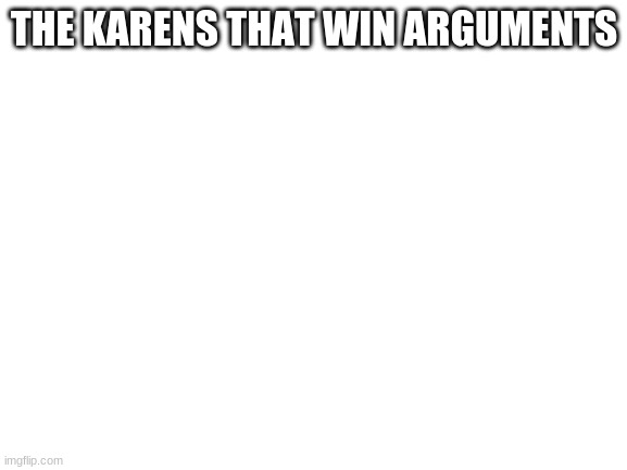 Blank White Template | THE KARENS THAT WIN ARGUMENTS | image tagged in blank white template | made w/ Imgflip meme maker