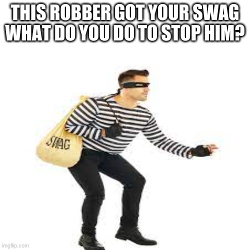 OH NO ROBBER ALERT!! | THIS ROBBER GOT YOUR SWAG WHAT DO YOU DO TO STOP HIM? | image tagged in what would you do | made w/ Imgflip meme maker