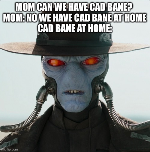 I could make a better Cad babe costume | MOM CAN WE HAVE CAD BANE? 
MOM: NO WE HAVE CAD BANE AT HOME
CAD BANE AT HOME: | made w/ Imgflip meme maker