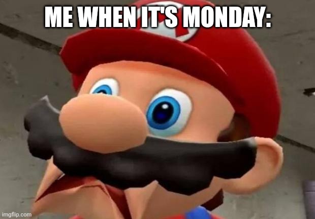 This is almost everyone. | ME WHEN IT'S MONDAY: | image tagged in mario wtf | made w/ Imgflip meme maker