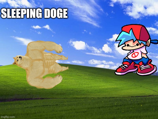 Windows XP Wallpaper | SLEEPING DOGE | image tagged in windows xp wallpaper | made w/ Imgflip meme maker