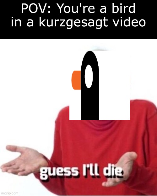 death is certain | POV: You're a bird in a kurzgesagt video | image tagged in guess i'll die | made w/ Imgflip meme maker