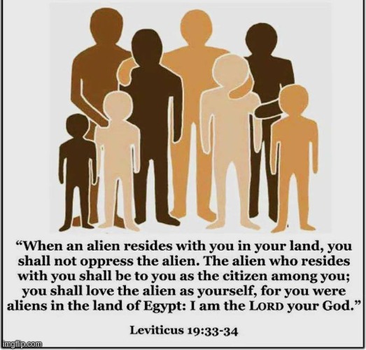 Leviticus 19:33-34 | image tagged in alien in your land,love the alien as yourself | made w/ Imgflip meme maker