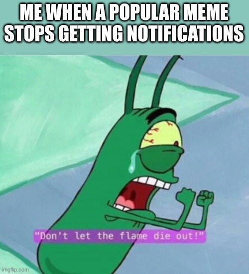 Happened on my 'miim' of girls vs boys. | ME WHEN A POPULAR MEME STOPS GETTING NOTIFICATIONS | image tagged in don't let the flame die out | made w/ Imgflip meme maker