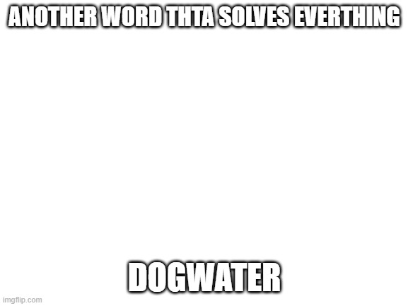 DOGWATER | ANOTHER WORD THTA SOLVES EVERTHING; DOGWATER | image tagged in blank white template | made w/ Imgflip meme maker