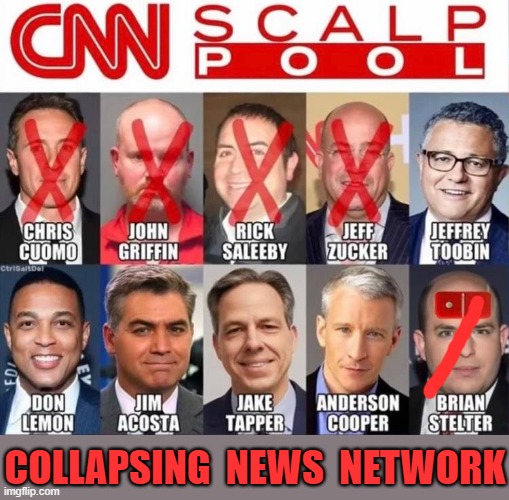 CNN employees and ex-employees | COLLAPSING  NEWS  NETWORK | image tagged in cnn,collapse,chris cuomo,don lemon,jim acosta,jeffrey | made w/ Imgflip meme maker