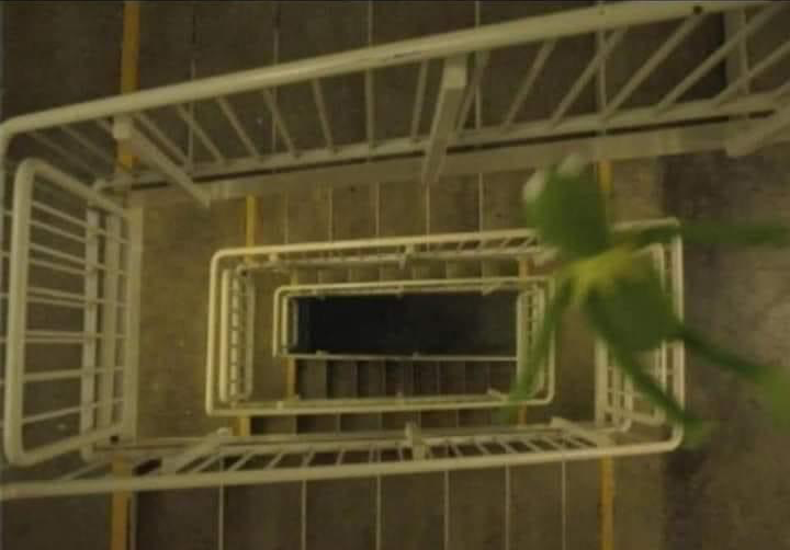 Kermit falling down stairs Blank Meme Template