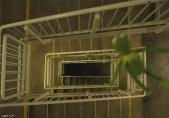Kermit falling down stairs | image tagged in kermit falling down stairs | made w/ Imgflip meme maker