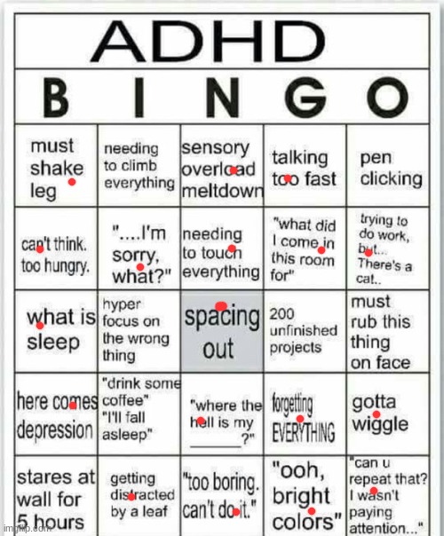 I have it now | image tagged in adhd bingo | made w/ Imgflip meme maker
