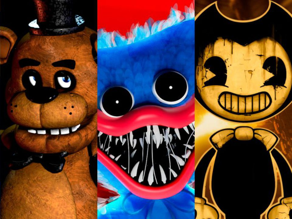 Freddy Frazbear, Huggy Wuggy, and Bendy Blank Meme Template