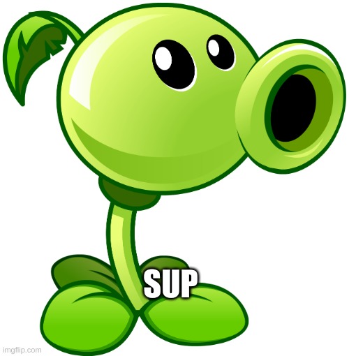 Peashooter | SUP | image tagged in peashooter | made w/ Imgflip meme maker