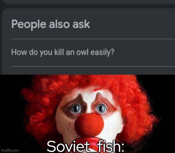 Soviet_fish: | image tagged in sad clown | made w/ Imgflip meme maker