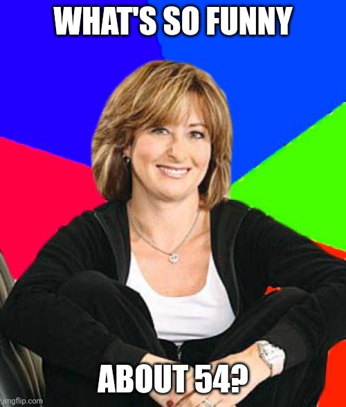 Sheltering Suburban Mom Meme | WHAT'S SO FUNNY ABOUT 54? | image tagged in memes,sheltering suburban mom | made w/ Imgflip meme maker