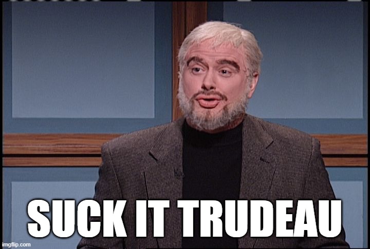 Trebek | SUCK IT TRUDEAU | image tagged in trebek | made w/ Imgflip meme maker